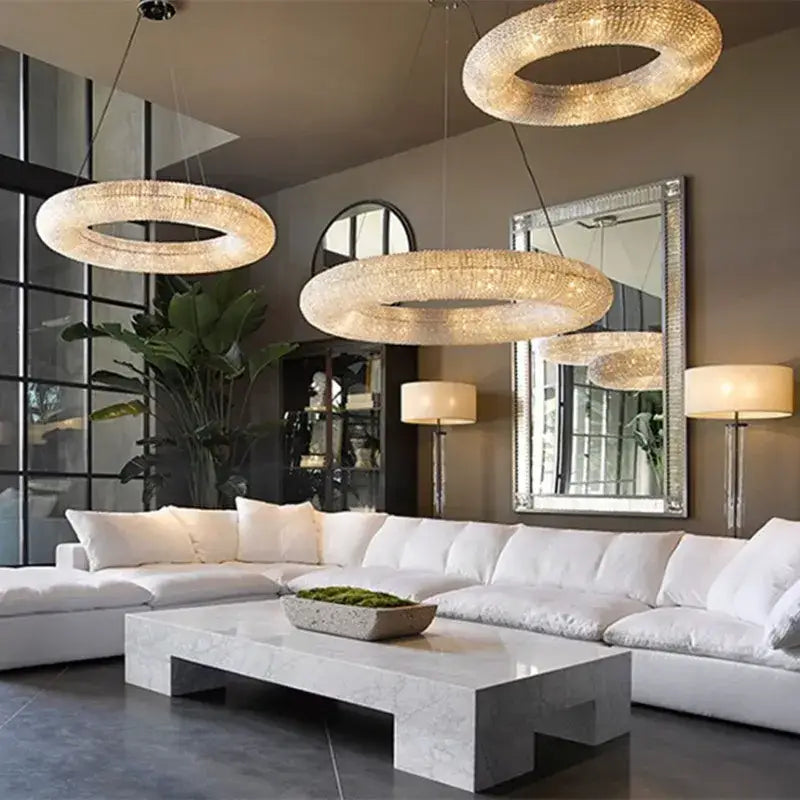 Modern luxury crystal circle chandelier living room pendant light