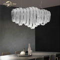 Modern luxury crystal circle led tassel chandelier living room light