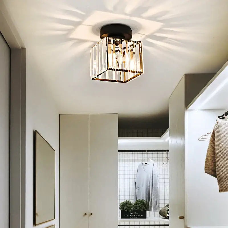 Modern luxury gold & black crystal aisle ceiling light corridor lamp