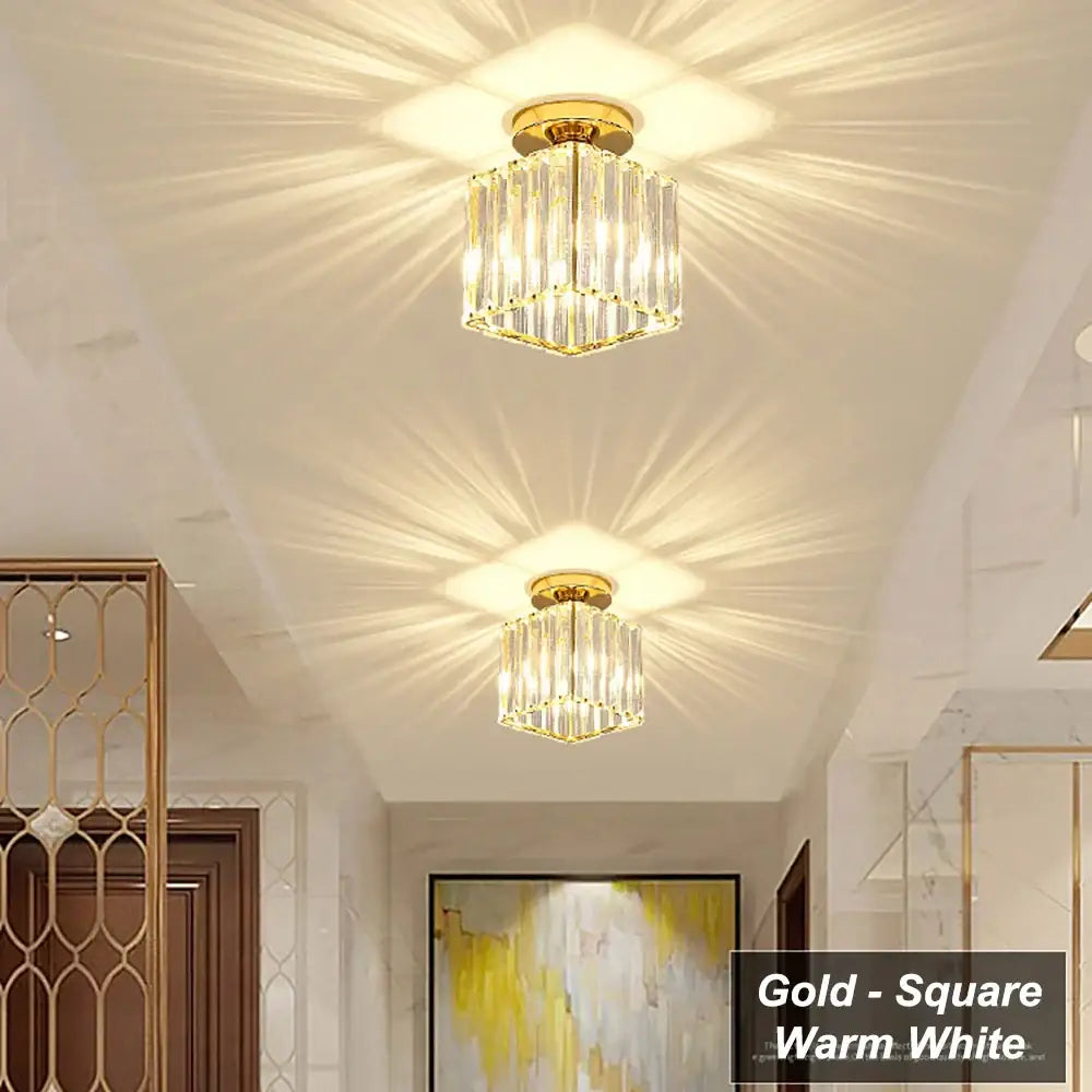 Modern luxury gold & black crystal aisle ceiling light corridor lamp