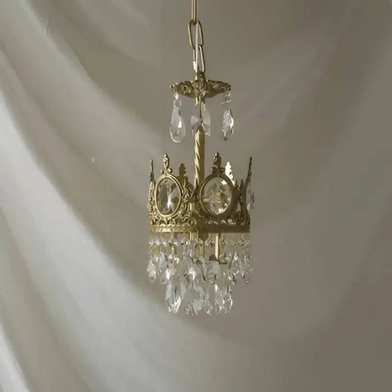 Modern luxury gold crystal crown chandelier living room light