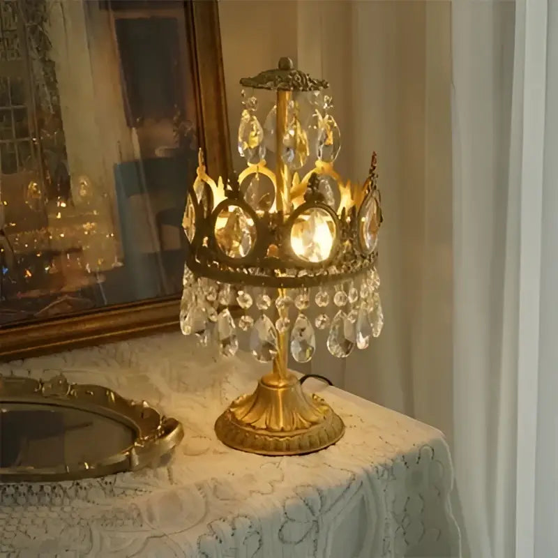 Modern luxury gold crystal crown chandelier living room light