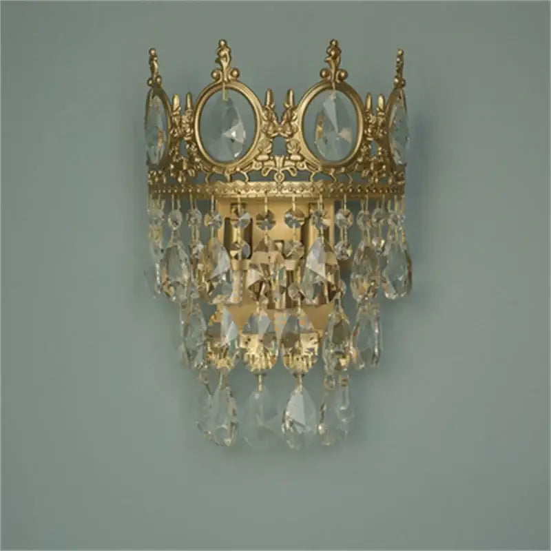 Modern luxury gold crystal crown chandelier living room light