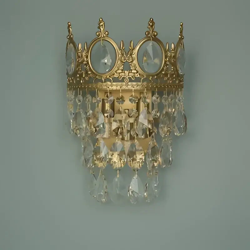 Modern luxury gold crystal crown chandelier living room light