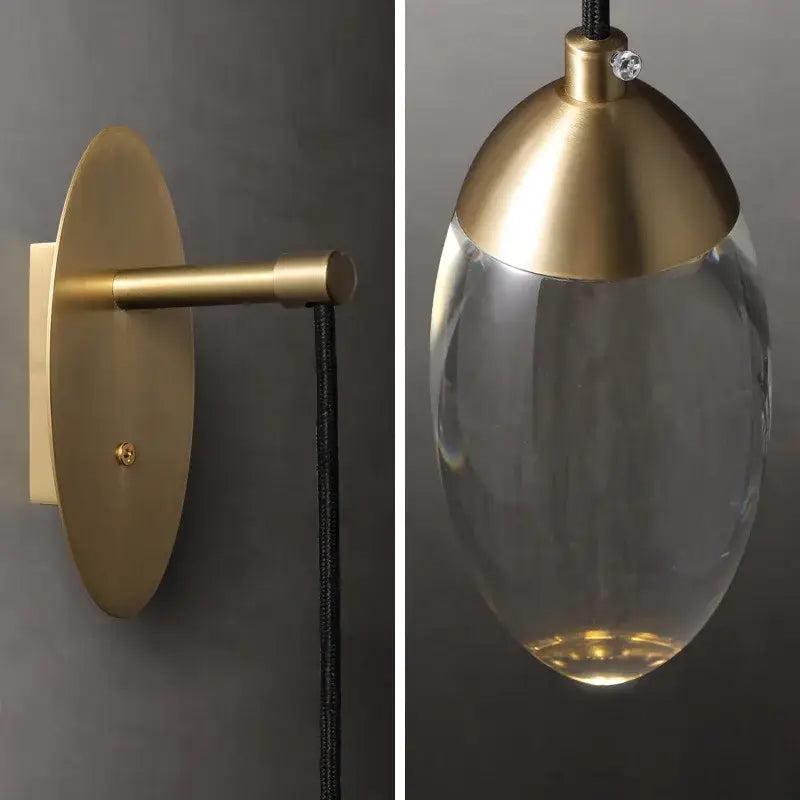 Modern luxury gold crystal led wall light bedroom sconce