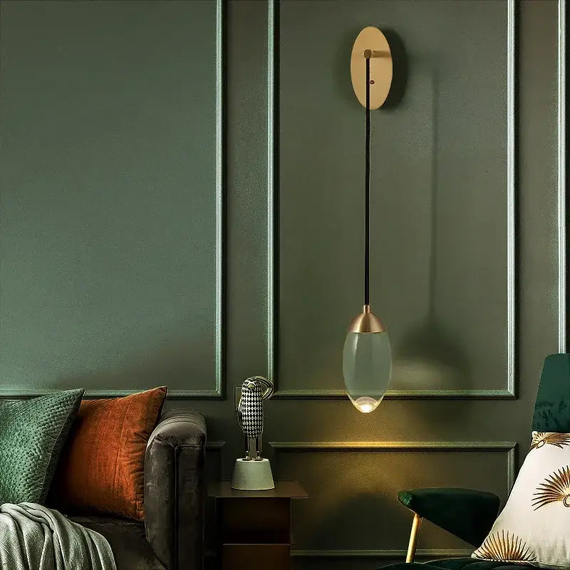 Modern luxury gold crystal led wall light bedroom sconce