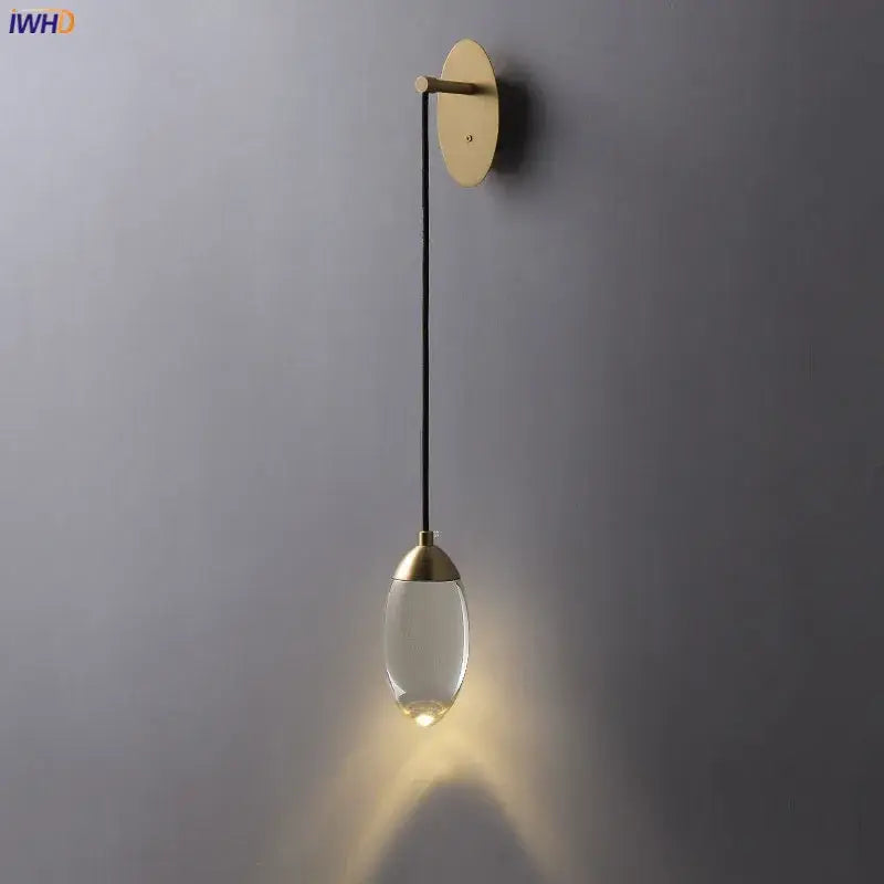 Modern luxury gold crystal led wall light bedroom sconce