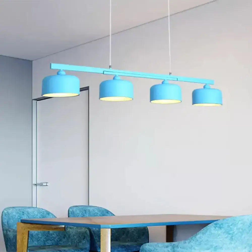 Modern macaron drum gray 4 light chandelier dining room pendant