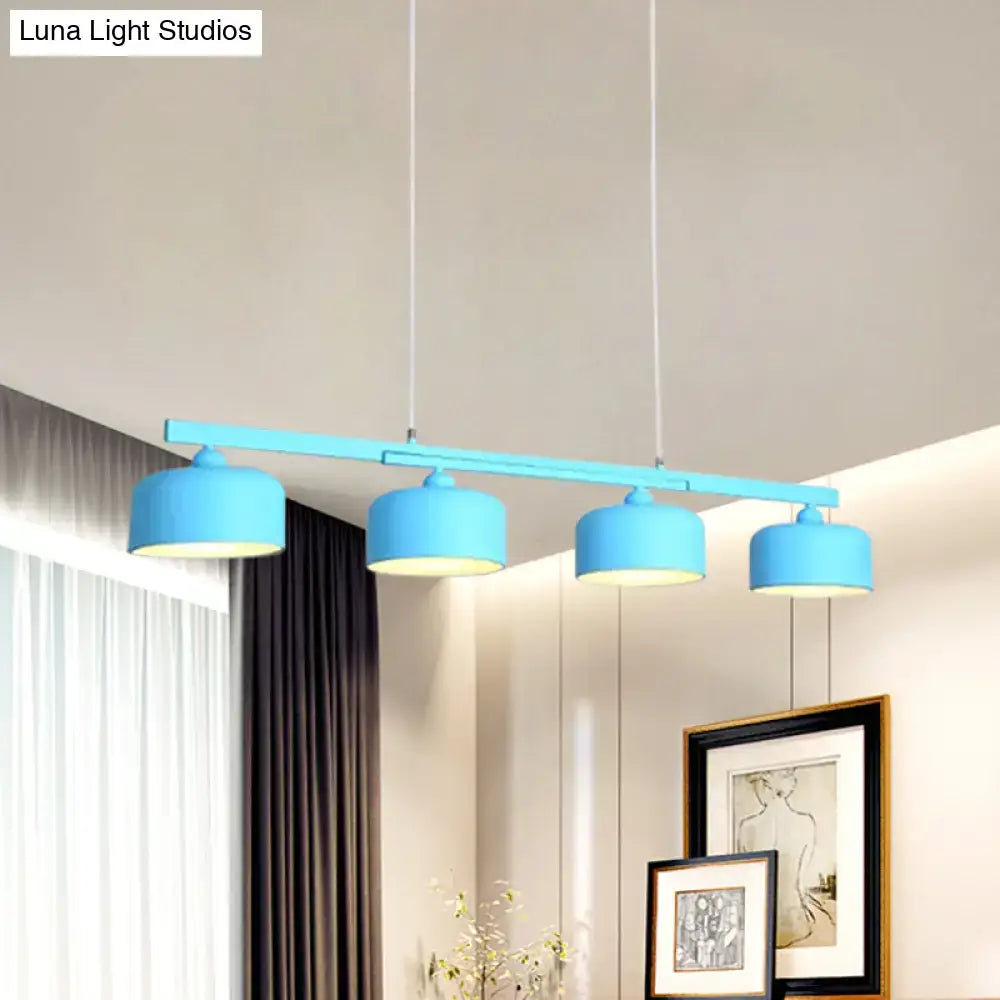 Modern macaron drum gray 4 light chandelier dining room pendant