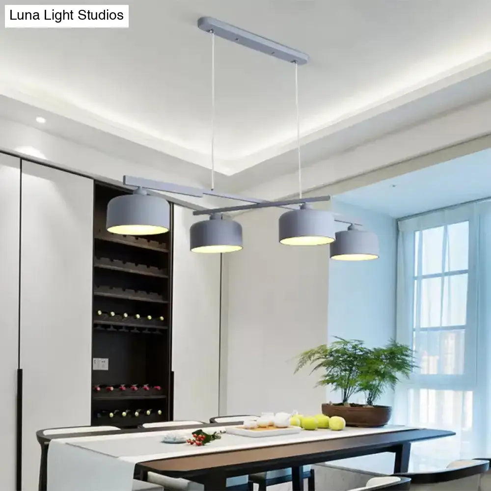 Modern macaron drum gray 4 light chandelier dining room pendant