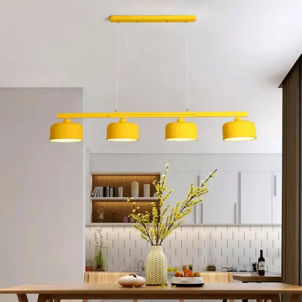 Modern macaron drum gray 4 light chandelier dining room pendant