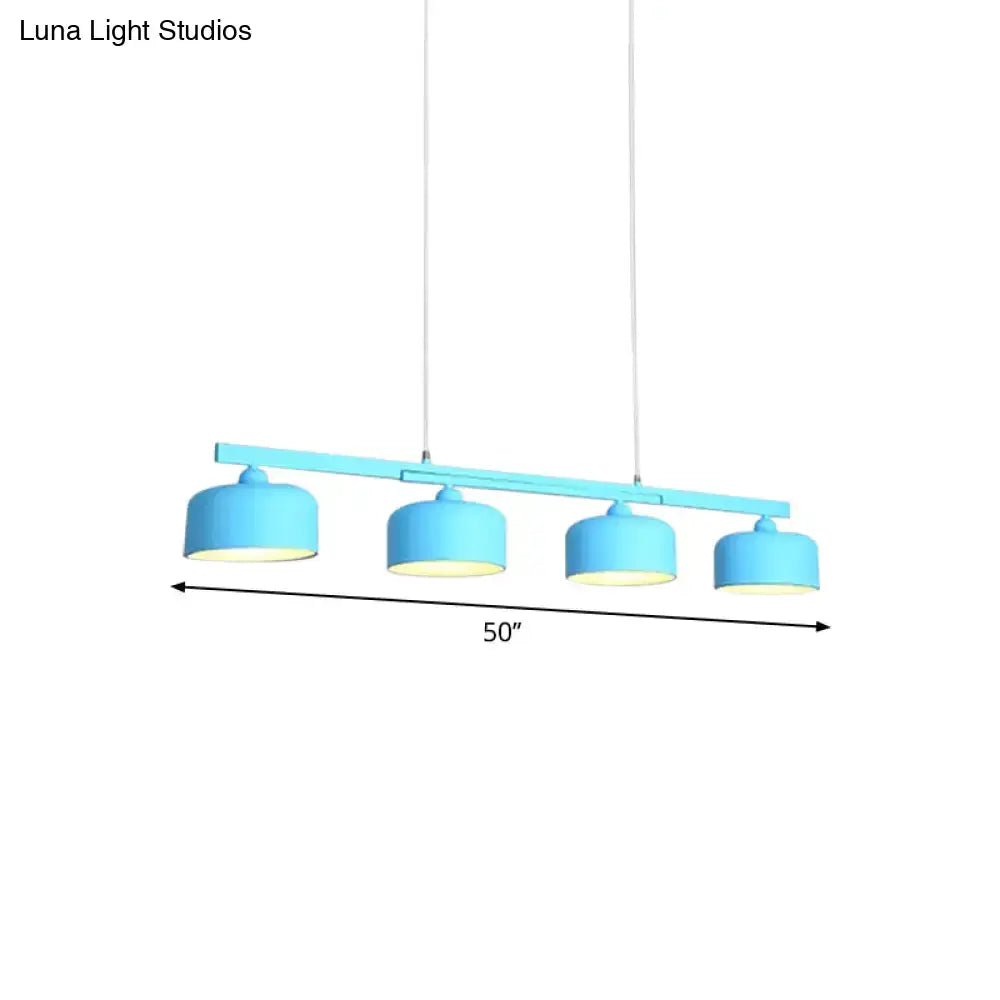 Modern macaron drum gray 4 light chandelier dining room pendant