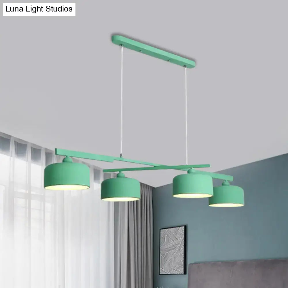 Modern macaron drum gray 4 light chandelier dining room pendant