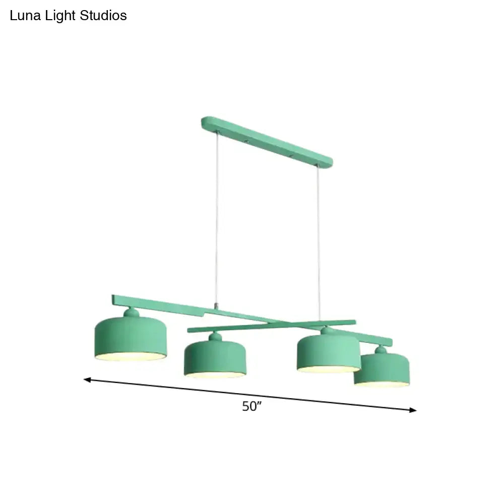 Modern macaron drum gray 4 light chandelier dining room pendant