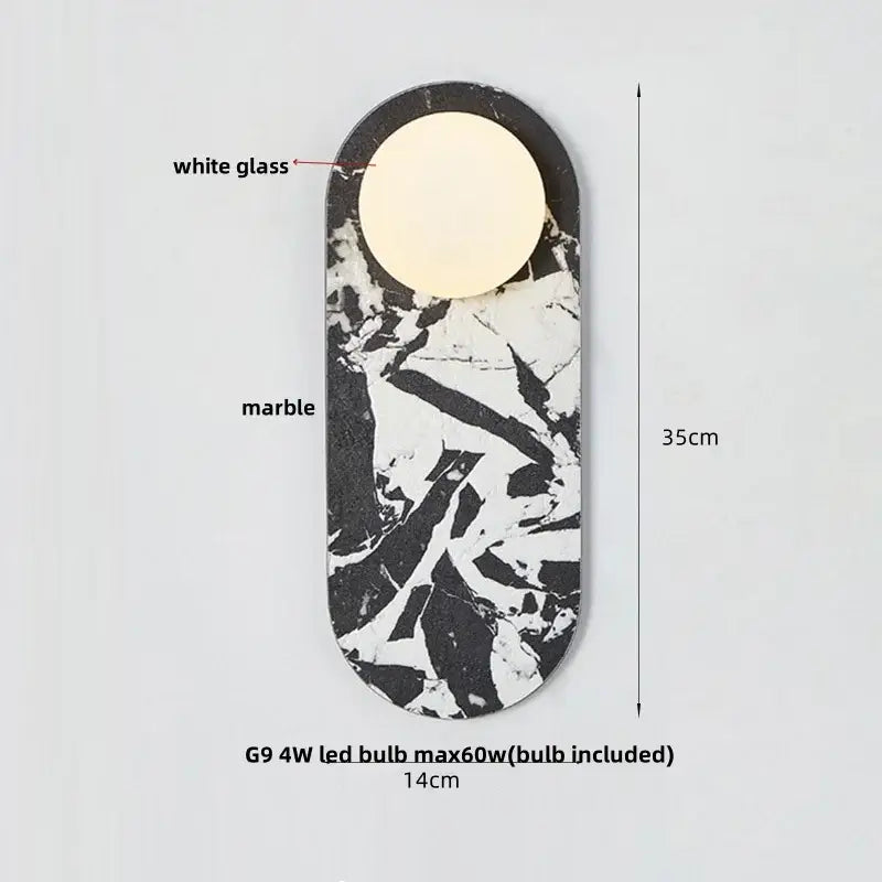 Modern marble glass globe led wall lamp bathroom mirror light