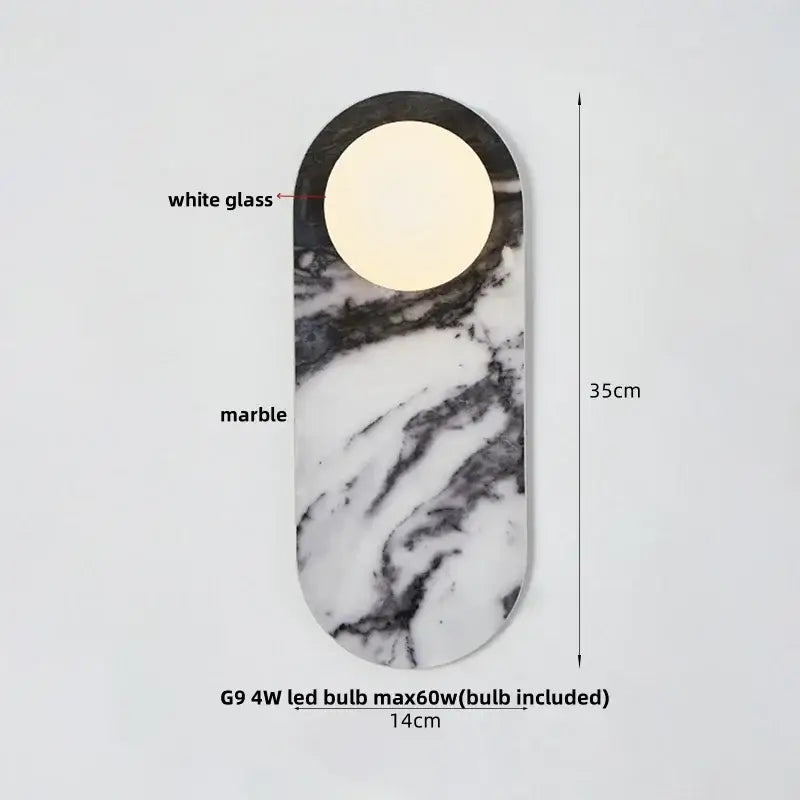 Modern marble glass globe led wall lamp bathroom mirror light