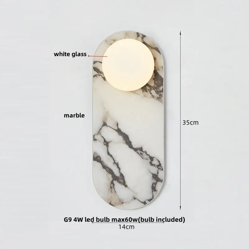 Modern marble glass globe led wall lamp bathroom mirror light