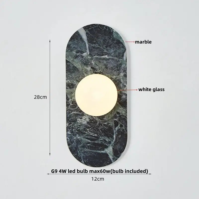 Modern marble glass globe led wall lamp bathroom sconce