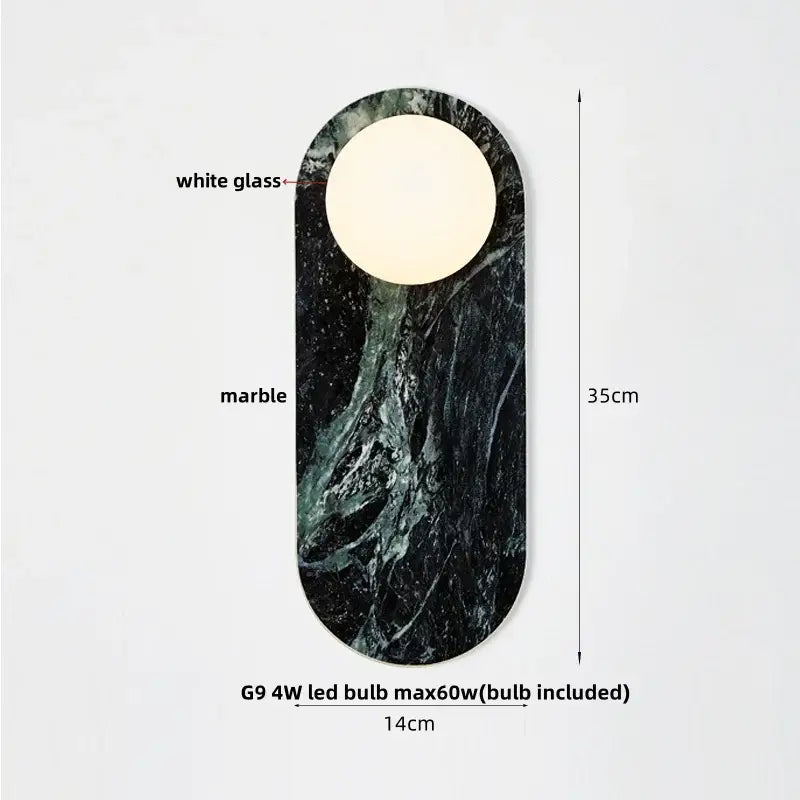 Modern marble glass globe led wall lamp bathroom sconce