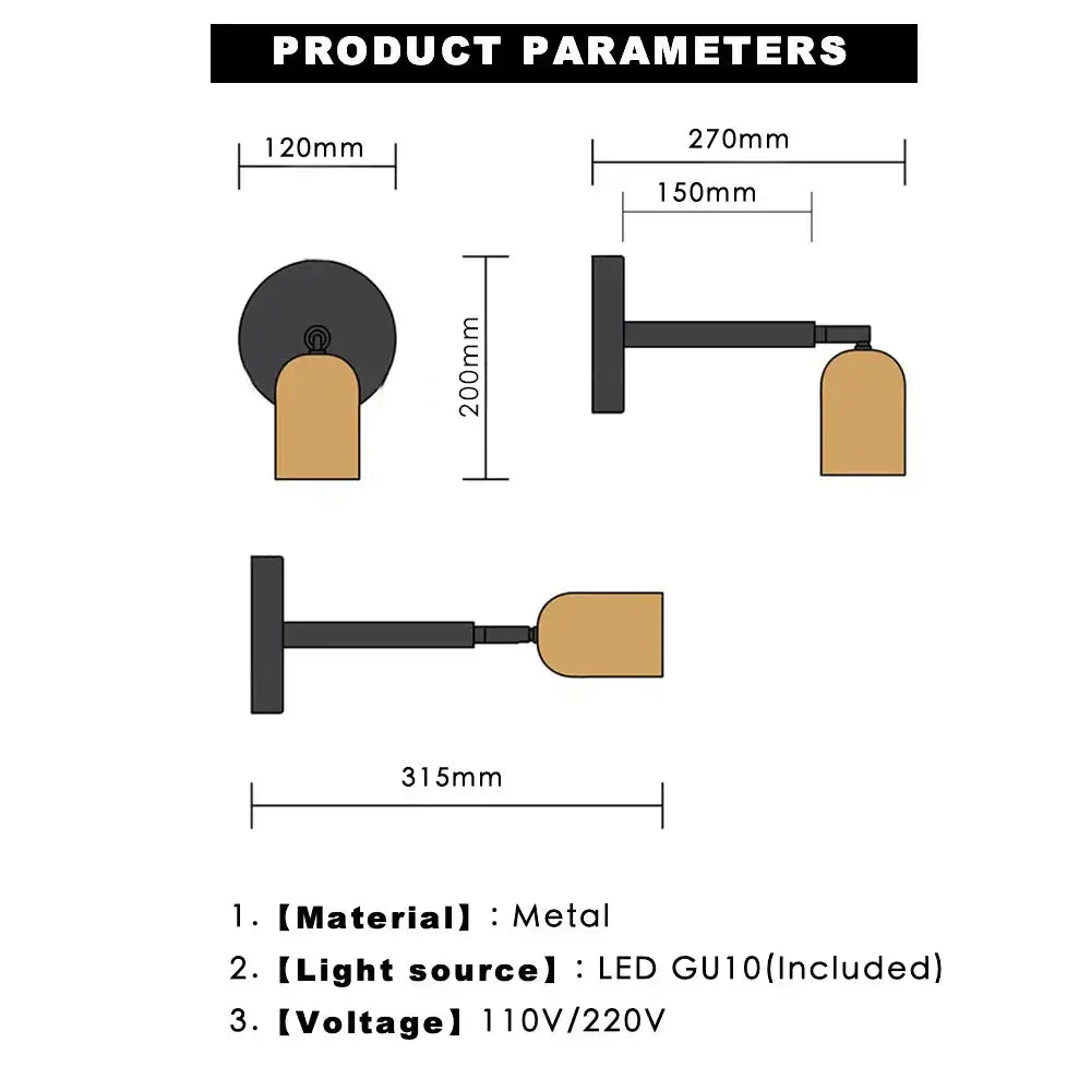 Modern matte adjustable gu10 led wall sconce for bedroom