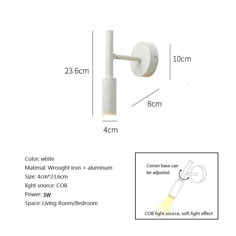 Modern matte black adjustable led wall lamp bedroom reading light