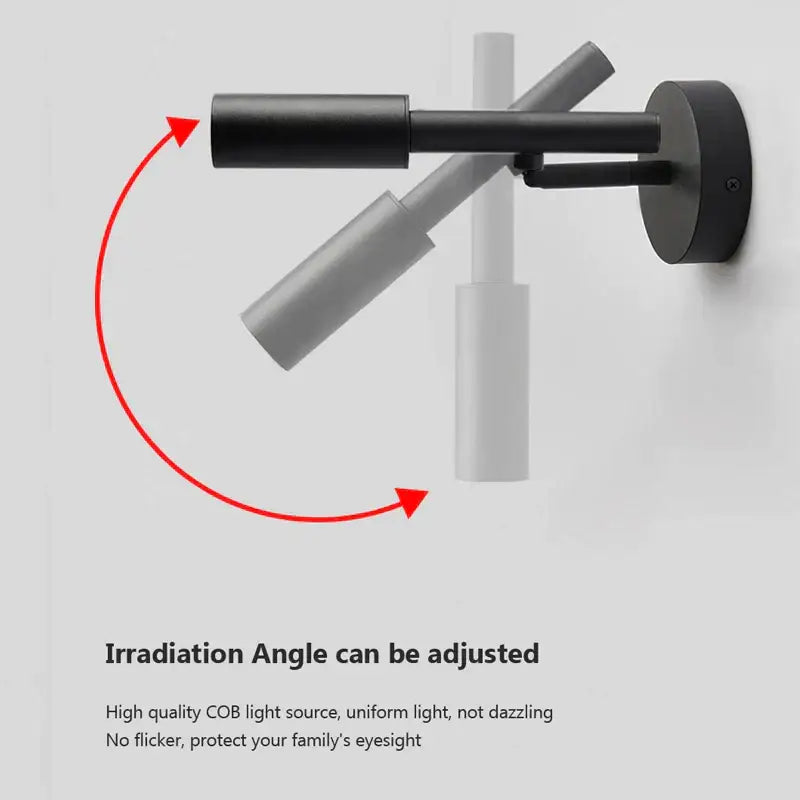 Modern matte black adjustable led wall lamp bedroom reading light