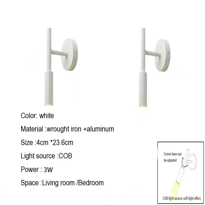 Modern matte black adjustable led wall lamp bedroom reading light