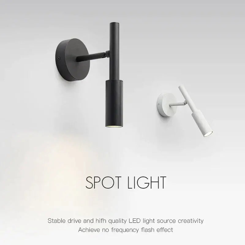 Modern matte black adjustable led wall lamp bedroom reading light