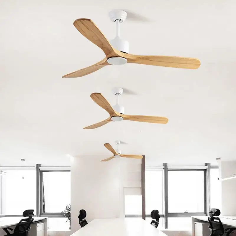 Modern matte black and dark brown wooden ceiling fan living room