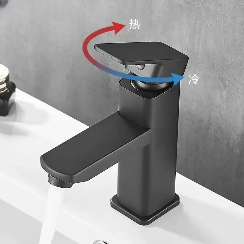 Modern matte black basin faucet bathroom hot cold mixer