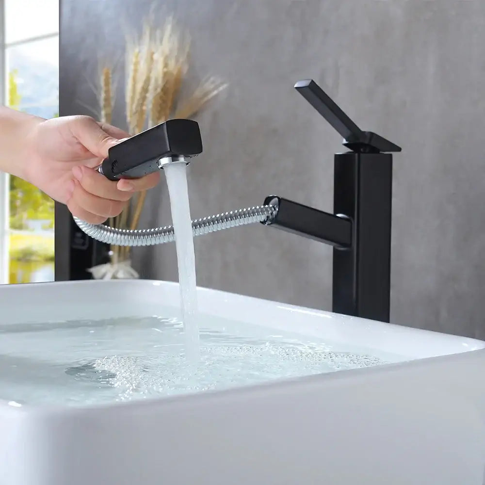 Modern matte black basin faucet bathroom rectangular mixer tap