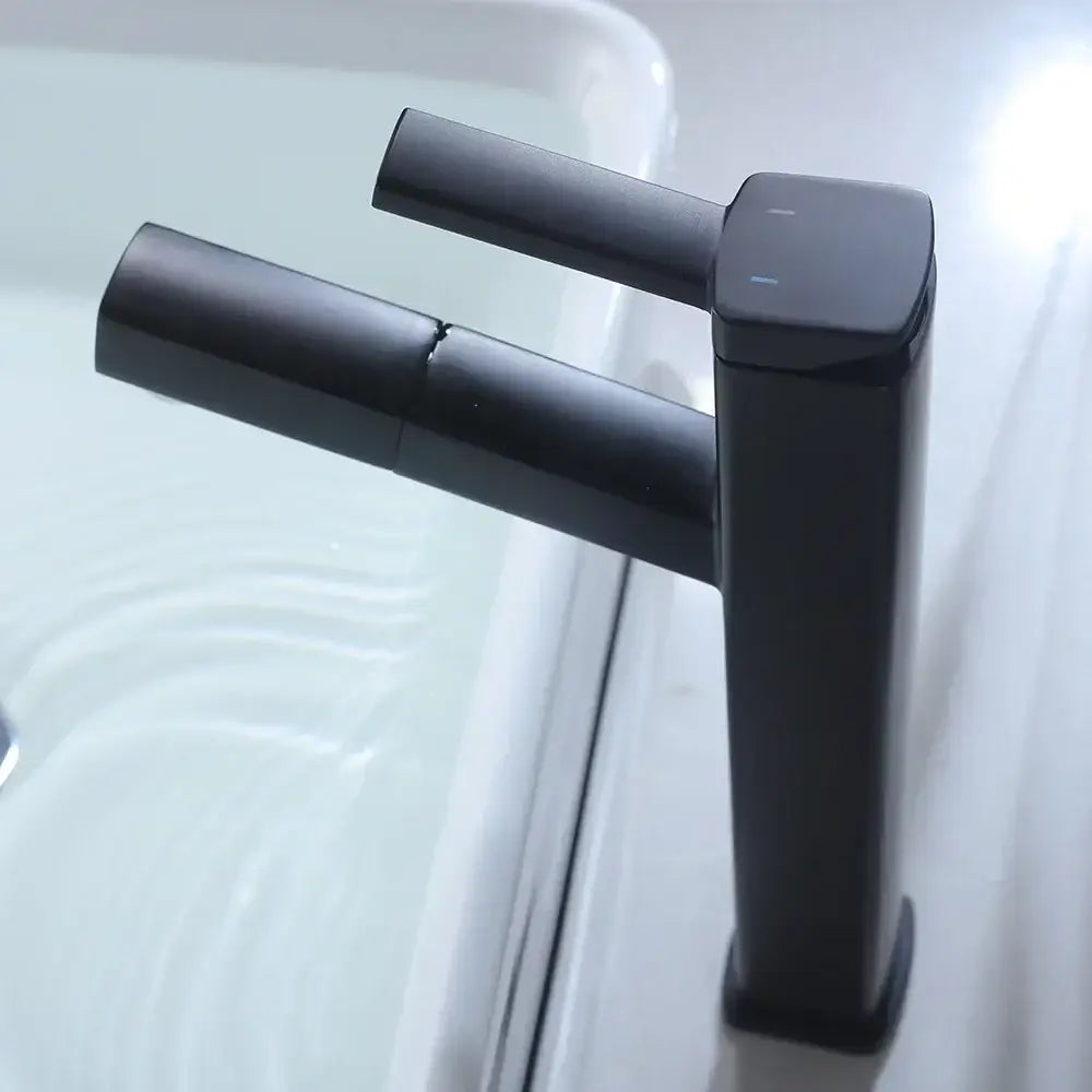 Modern matte black basin faucet bathroom rectangular mixer tap