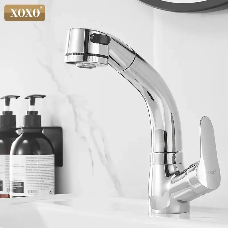 Modern matte black basin faucet kitchen pull out spray mixer tap