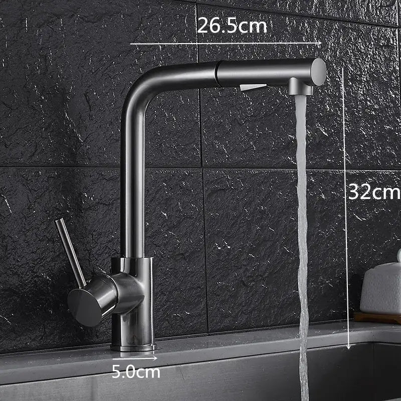 Modern matte black brass brushed nickel kitchen faucet pull out spray