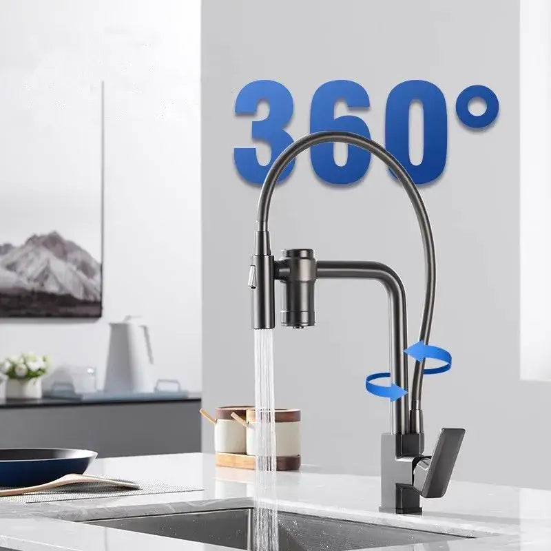 Modern matte black brass flexible 3 way kitchen filter tap mixer