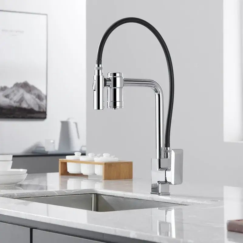 Modern matte black brass flexible 3 way kitchen filter tap mixer