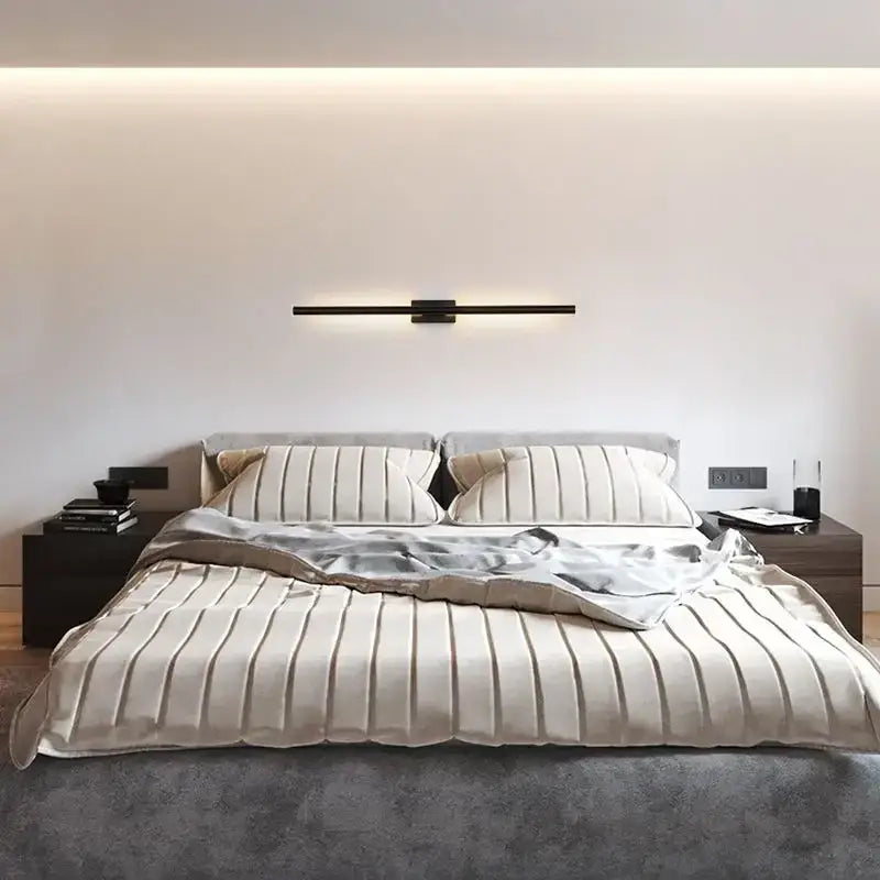 Modern matte black & brass gold led wall light bedroom sconce