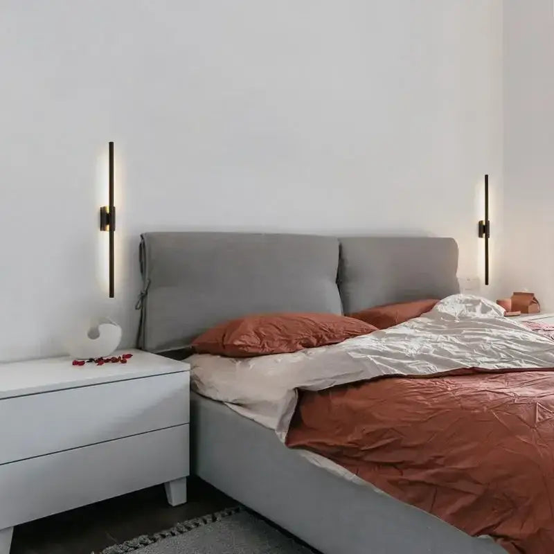 Modern matte black & brass gold led wall light bedroom sconce