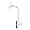 Modern matte black brass kitchen faucet pull out mixer with display