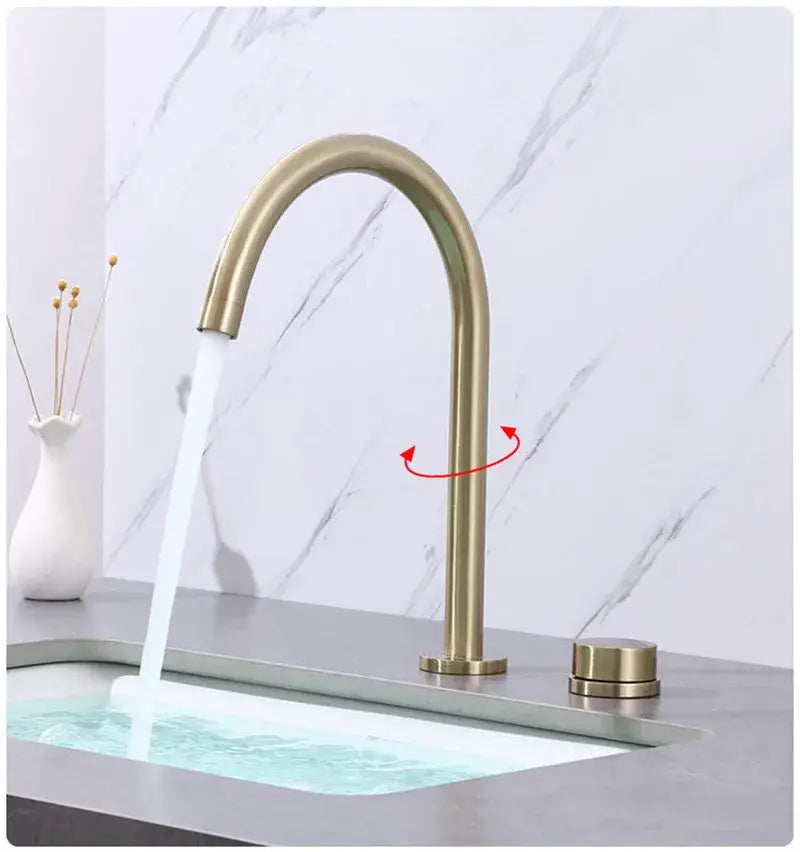 Modern matte black & brushed gold basin faucet kitchen 360 rotation