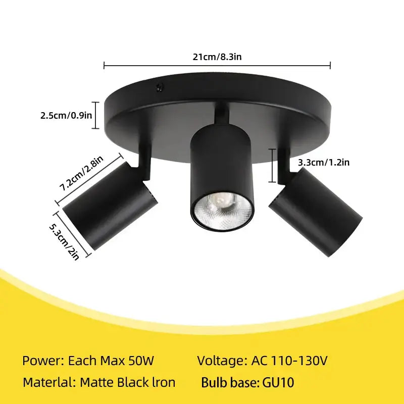 Modern matte black gu10 led ceiling light for dining rooms