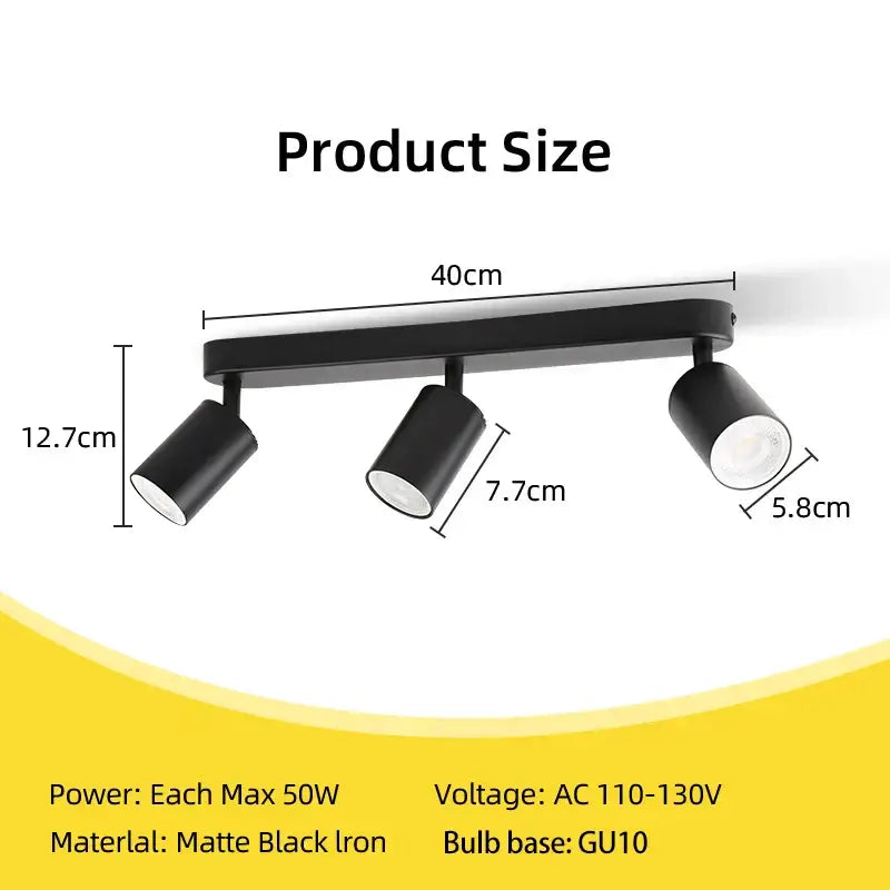 Modern matte black gu10 led ceiling light for dining rooms