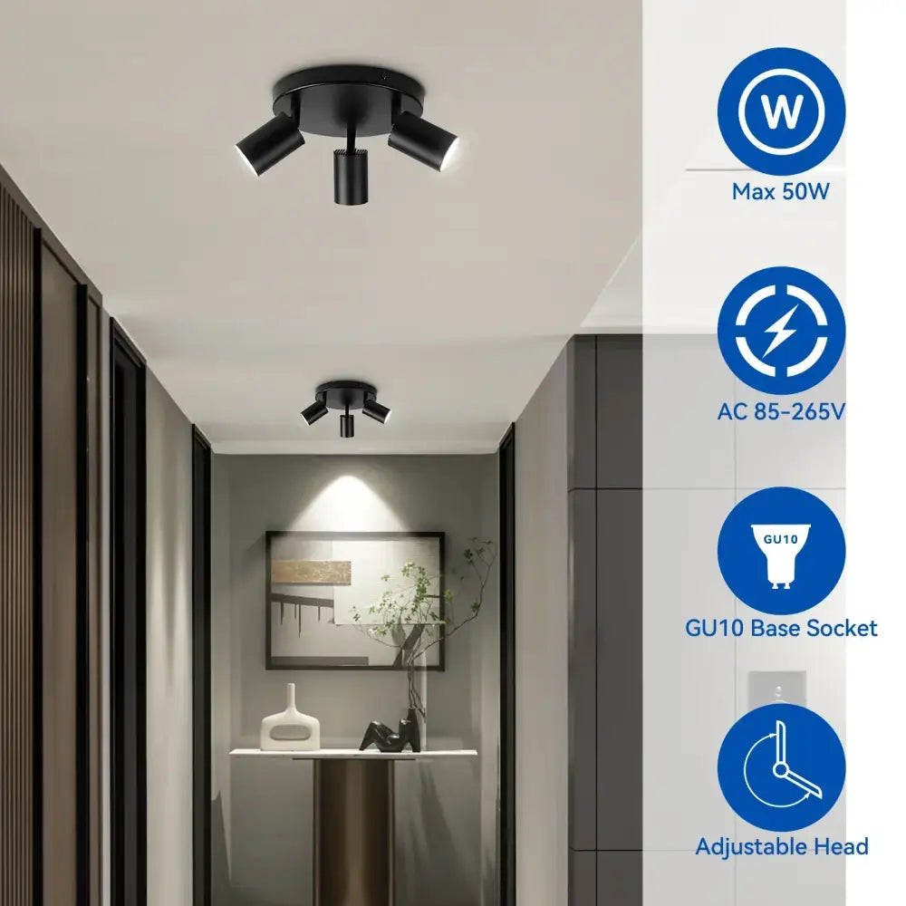 Modern matte black gu10 led ceiling light for dining rooms