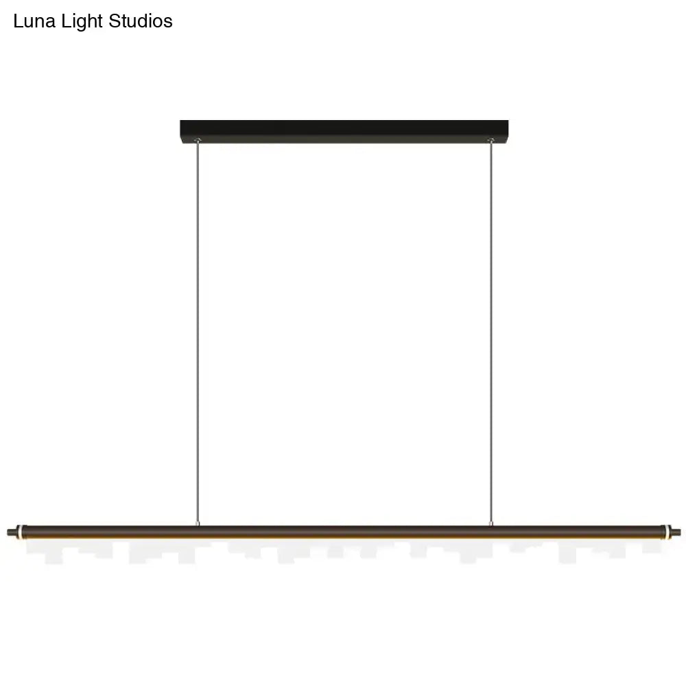 Modern matte black led island light kitchen acrylic shade warm white