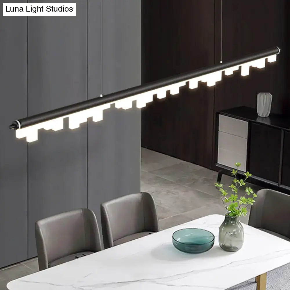 Modern matte black led island light kitchen acrylic shade warm white