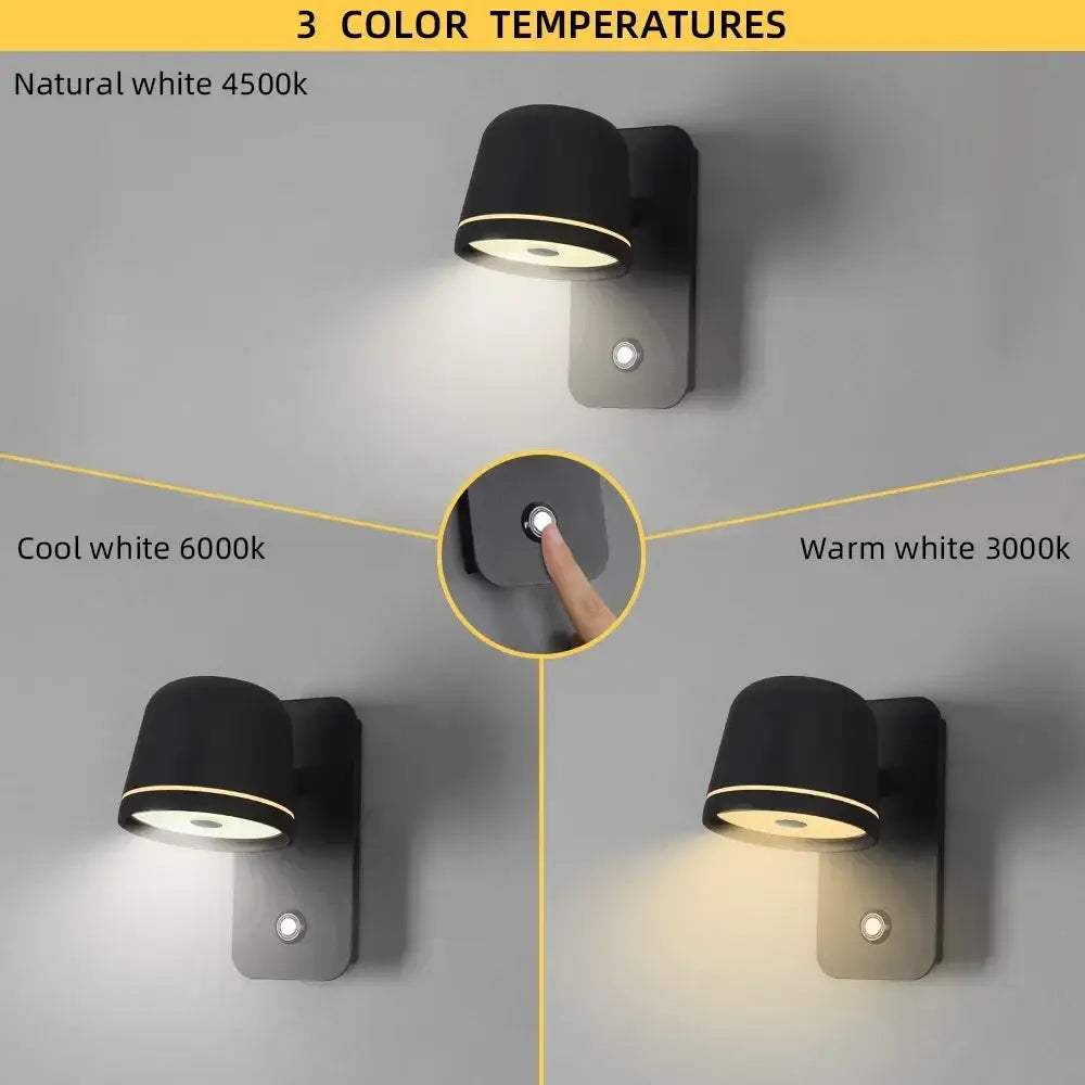 Modern matte black led wall lamp bedroom adjustable spotlight