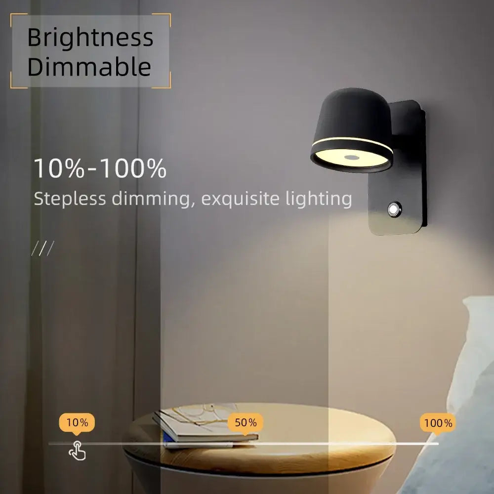 Modern matte black led wall lamp bedroom adjustable spotlight