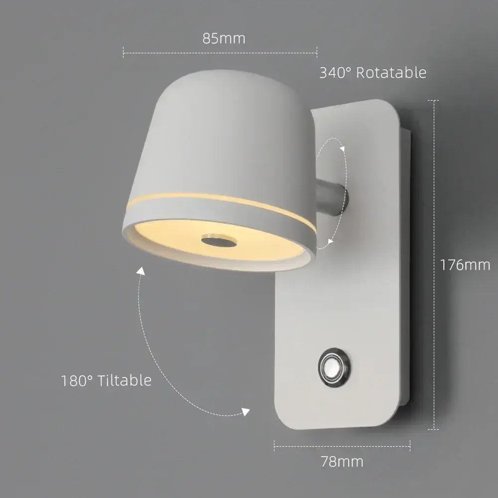 Modern matte black led wall lamp bedroom adjustable spotlight