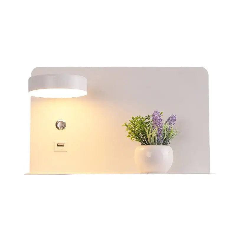 Modern matte black led wall lights with usb port bedroom shelf