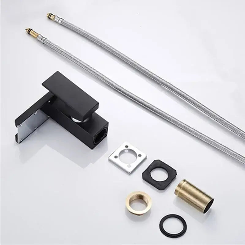 Modern matte black led waterfall basin faucet bathroom mixer tap